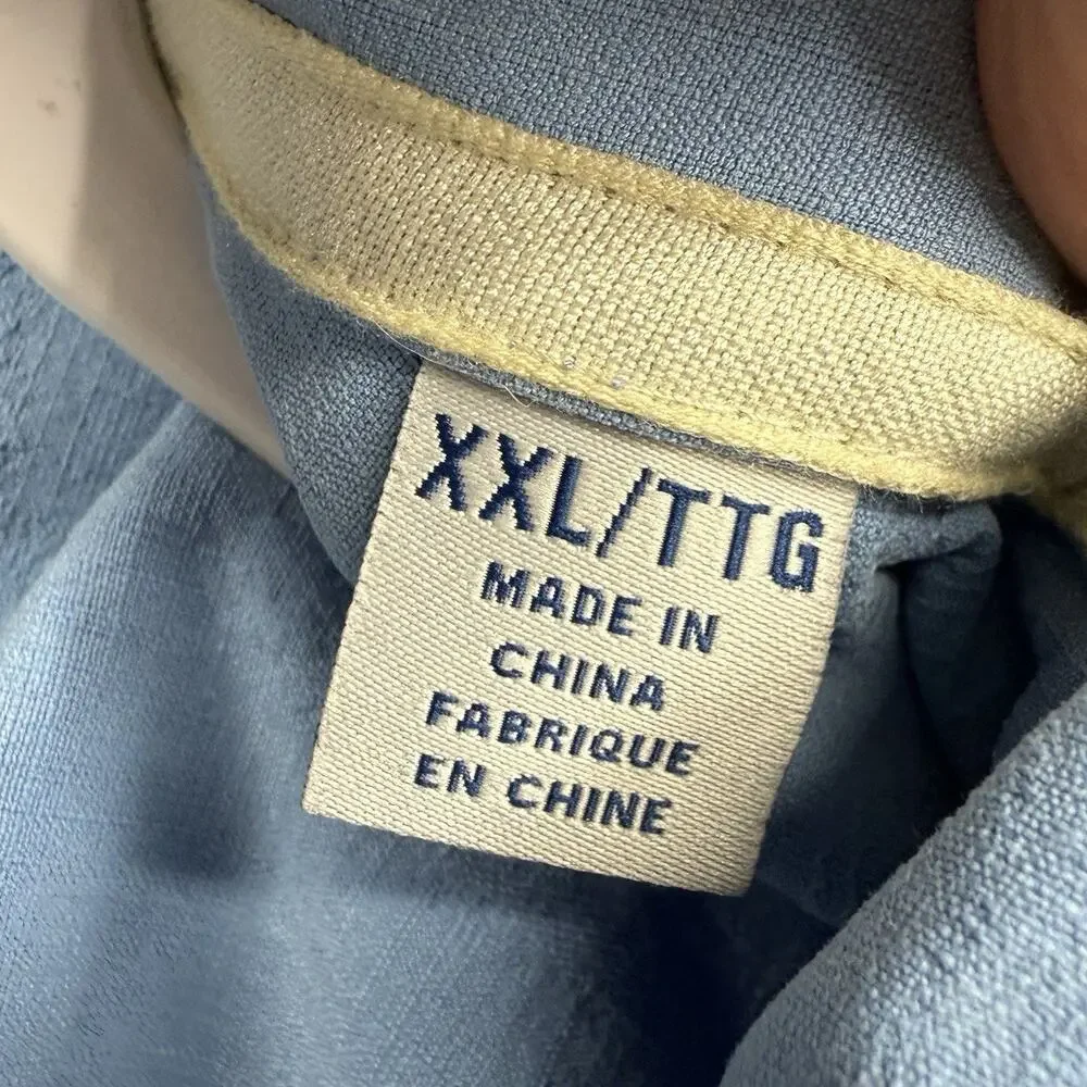 Tommy Bahama Button Shirt Size XXL Blue Silk Short Sleeve Loop Collar Coastal